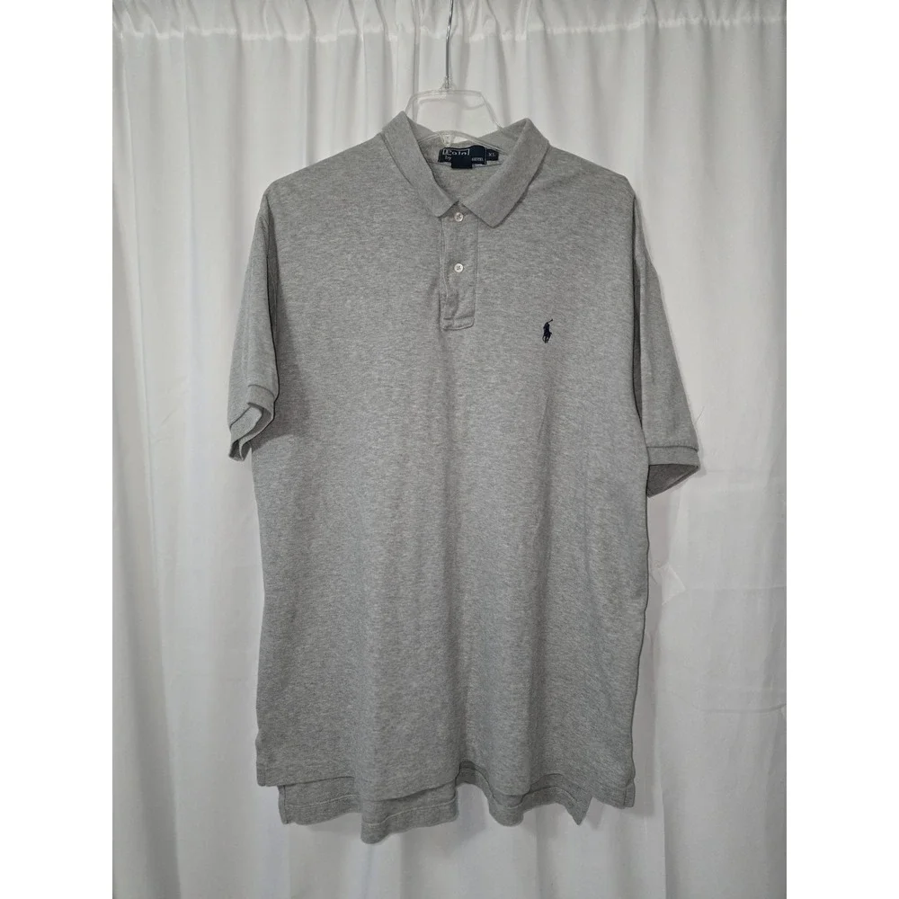 Polo Ralph Lauren Gray Grey Short Sleeve 100% Cotton Polo Shirt Men's Size XL